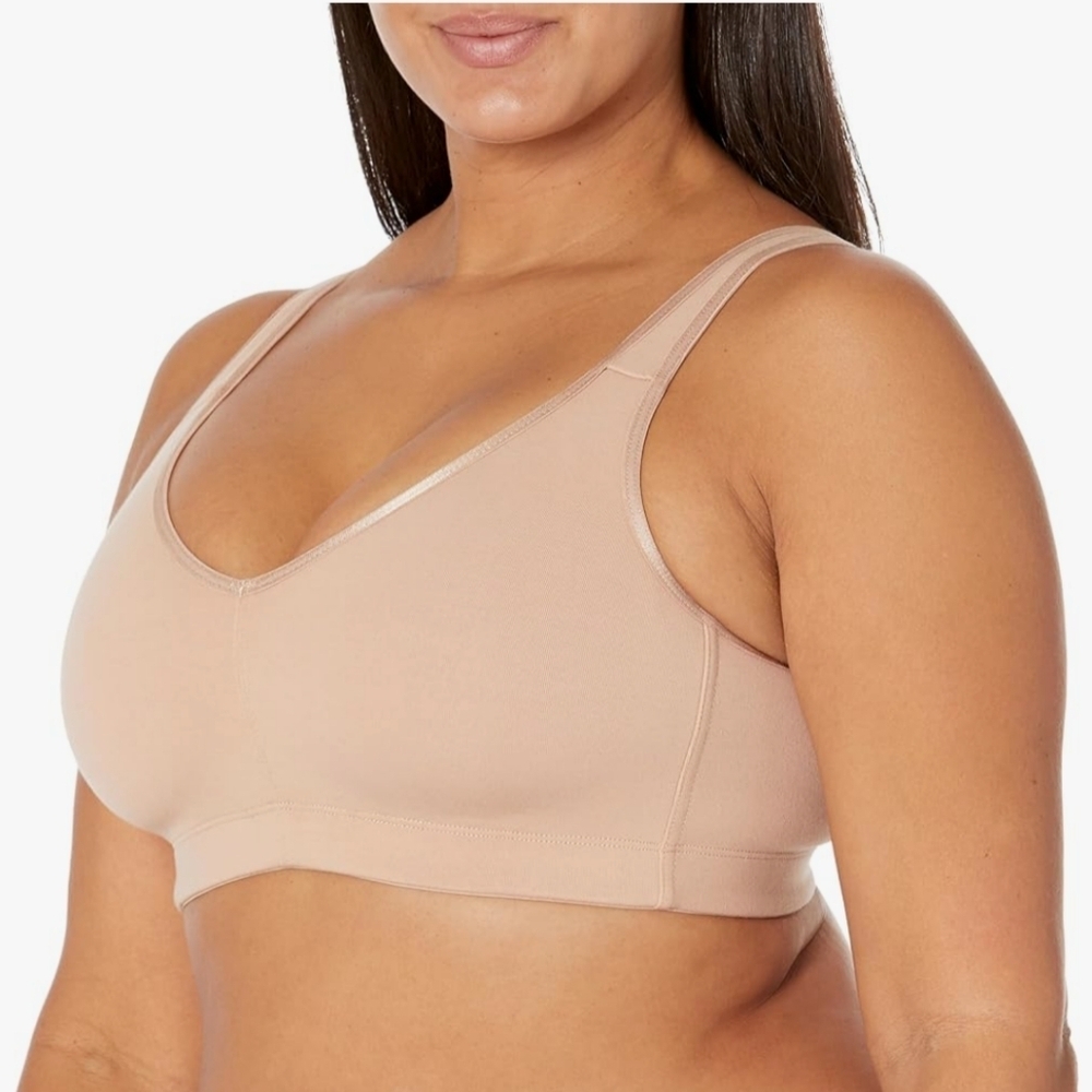 AVENUE Cotton Comfort Wireless Bra 36C Natural Tan Feminine, Minimalist